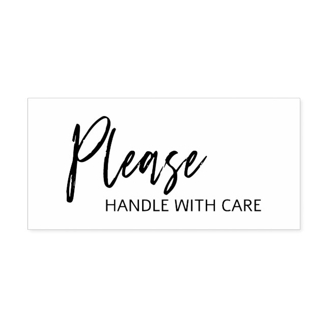 Script Please Handle With Care Rubber Stamp (Imprint)