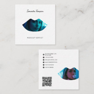 Script Professional Makeup Artist 2 Photo Lips  Square Business Card