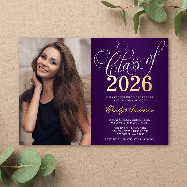 Script Purple 2025 Photo Graduation Party Gold (Creator Uploaded)