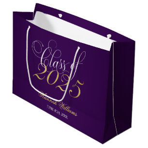 Script Purple Gold Class of 2024 Graduation Large Gift Bag