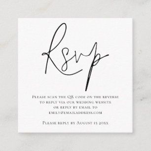 Script QR Code Wedding Black White RSVP Enclosure Card