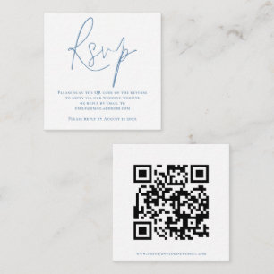 Script QR Code Wedding Blue White RSVP Enclosure Card