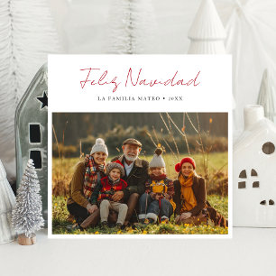 Script Red Feliz Navidad Photo Spanish Christmas Holiday Card