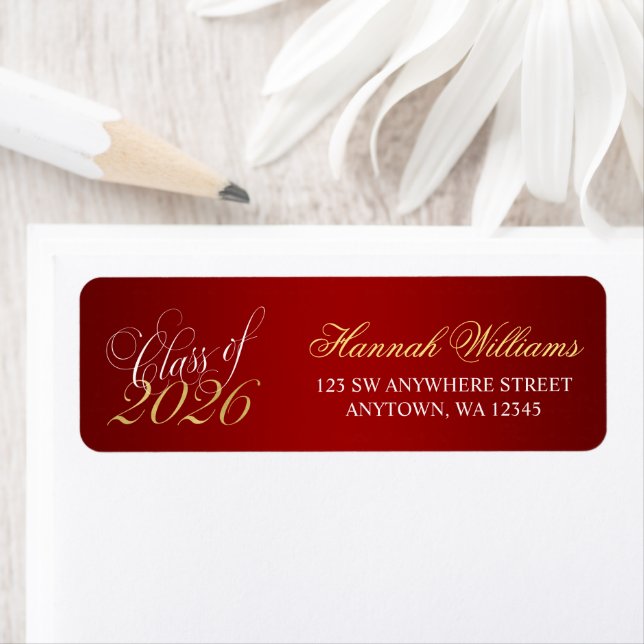 Script Red Gold 2026 Graduation Return Address (Insitu)