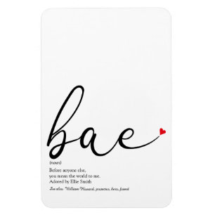 Script Red Love Heart Bae Definition Magnet