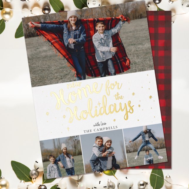 Script Red Plaid New Home for Holidays Photo (Creator Uploaded)