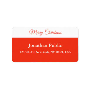 Script Red White Template Merry Christmas Address Label