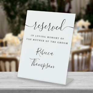 Script Reserved Mother Of The Groom Memorial Pedestal Sign