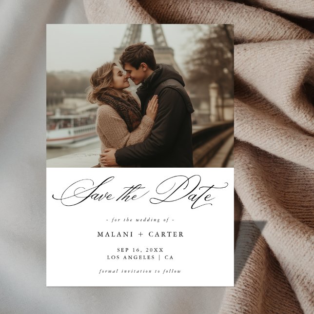Script Romantic Photo Affordable Luxury Wedding Save The Date (Creator Uploaded)