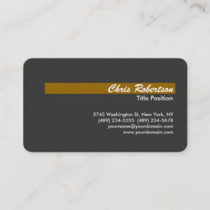 Script Round Corner Grey Gold Yellow Business Card