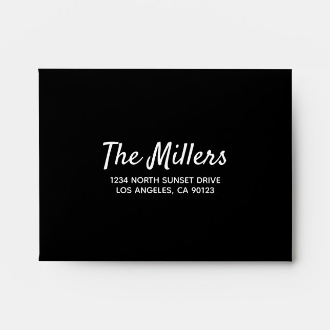 Script RSVP Self Return Address Envelope (Front)