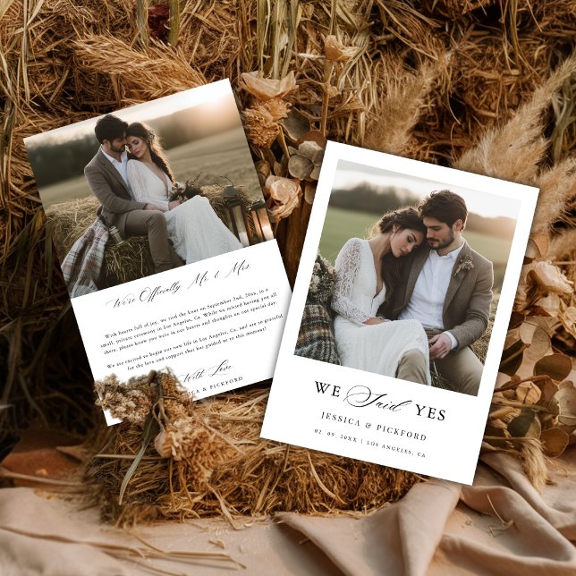 Script Rustic Hay Bale Photo We Said Yes Wedding Announcement (Creator Uploaded)