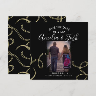 Script Save the Date Photo Faux Swirl Card