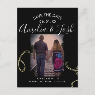 Script Save the Date Photo Faux Swirl Postcard