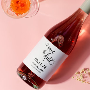 Script Save the date Sparkling Wine Label