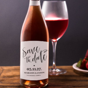 Script Save the date  Wine Label