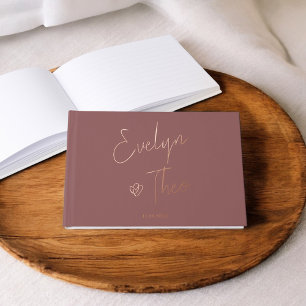 Script Signature Elegant Blue Wedding Guest Book
