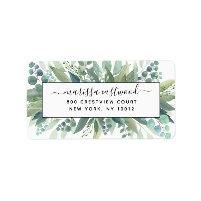 Script Signature Eucalyptus Return Address Label (Front)