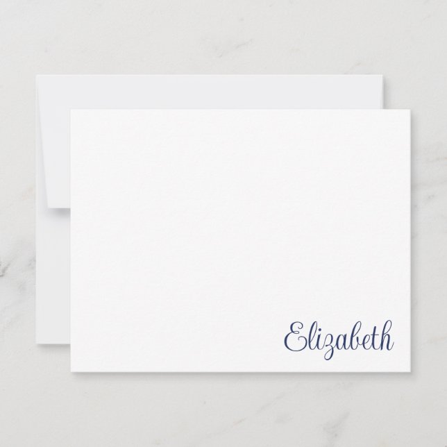 Script Signature Navy Blue Stationery Card (Front)