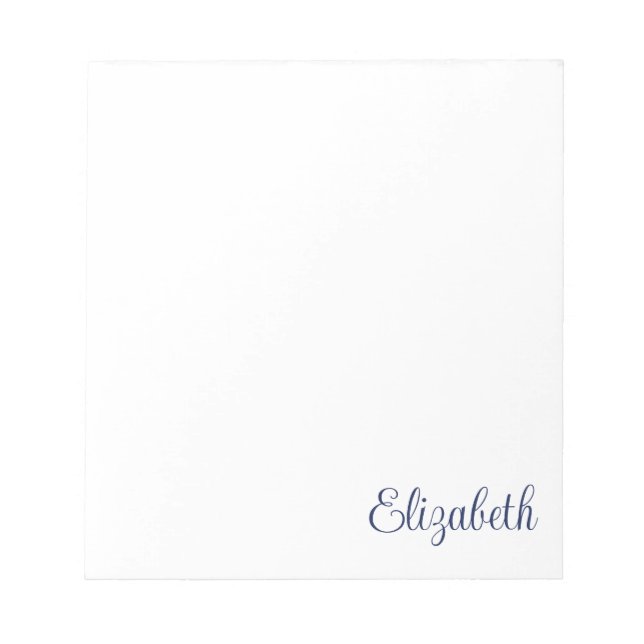 Script Signature Navy Blue Stationery Notepad (Front)