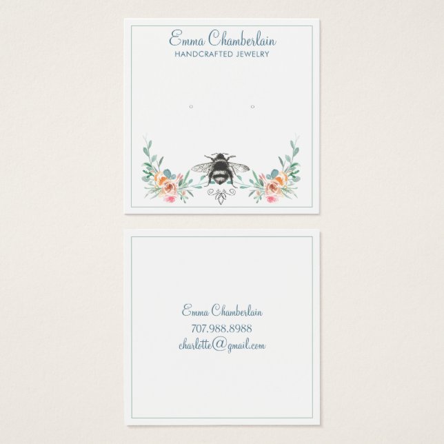 Script Signature Personalised Bee Floral (Front & Back)