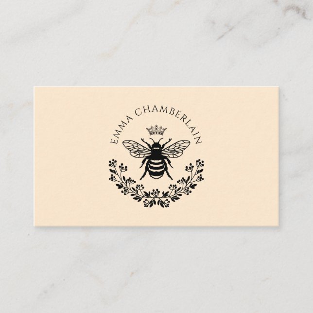 Script Signature Personalised Bee Floral  Calling Card (Front)