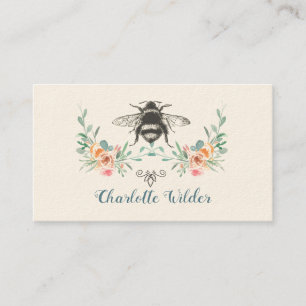 Script Signature Personalised Bee Floral Calling Card