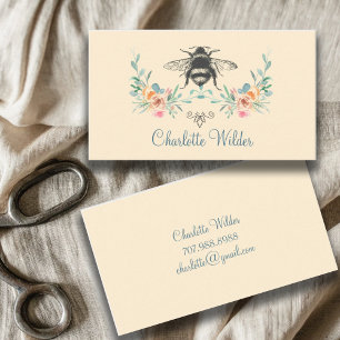 Script Signature Personalised Bee Floral  Calling Card