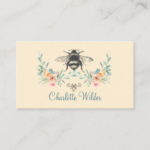 Script Signature Personalised Bee Floral Calling Card