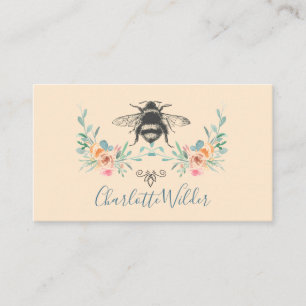 Script Signature Personalised Bee Floral Cream Calling Card