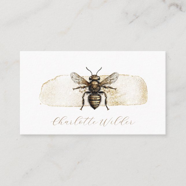 Script Signature Personalised Gold Bee  Calling Card (Front)