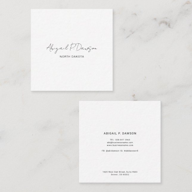 Script Simple Company Corporate Custom Square Business Card (Front/Back)
