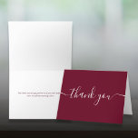 Script Simple Modern Elegant Burgundy Thank You Card<br><div class="desc">Burgundy simple modern elegant script thank you card. You can personalise with your own thank you message on the reverse or if you would prefer to add your own handwritten message simply delete the text. A perfect way to say thank you! Designed by Thisisnotme©</div>