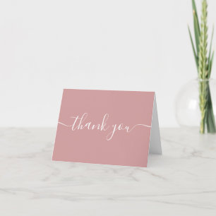 Script Simple Modern Elegant Dusty Rose Pink Thank You Card