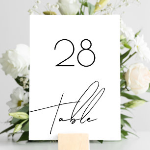 Script Stylish Modern Wedding Decor Table Number