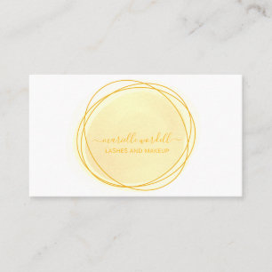 Script Sun Gold Watercolor Circle Monogram Business Card