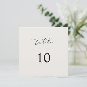 Script Table Number Wedding Reception Square Card