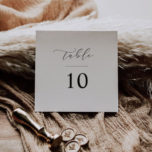 Script Table Number Wedding Reception Square Card