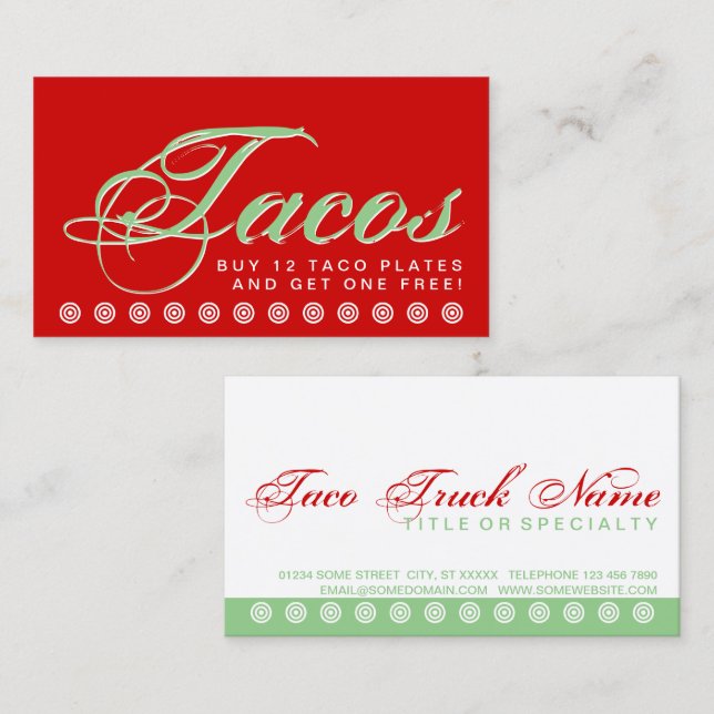 script TACOS customer loyalty card (Front/Back)