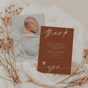 Script Terracotta Baby Shower Thank You Card
