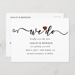 Script Terracotta Heart We Do Save the Date Announcement Postcard