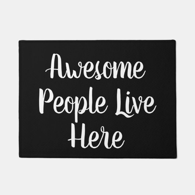 Script Text "Awesome People Live Here" Funny Doormat (Front)