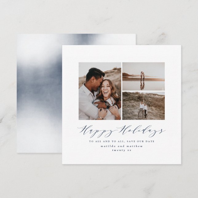 Script text photo Christmas save the date Holiday Card (Front/Back)