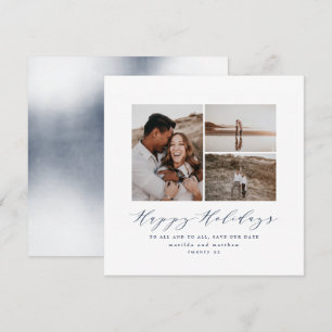 Script text photo Christmas save the date Holiday Card