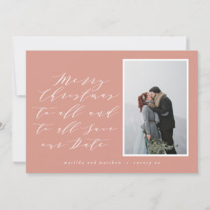 Script text photo Christmas save the date Holiday Card