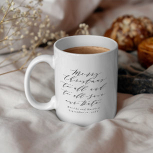 Script text photo Christmas save the date Holiday Mug