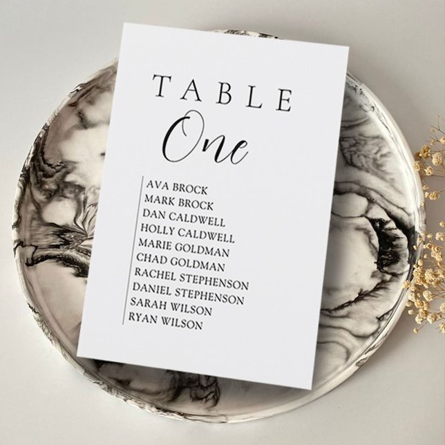Script Text Table Number Seating Chart (table number seating)