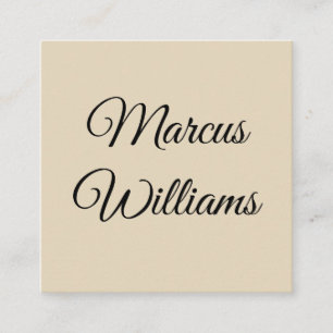 Script Text Tan Square Business Card