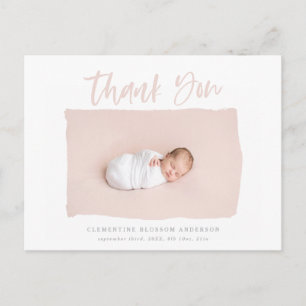 Script text thank you birth announcement postcard