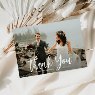script text thank you wedding photo card